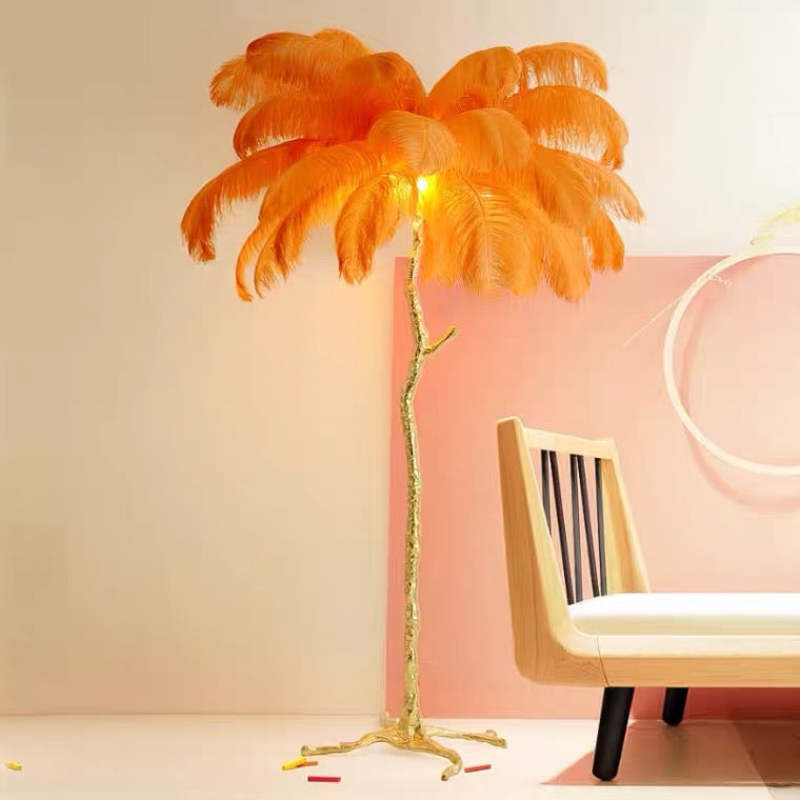 Lampadaire Fleur Plumes Coloré