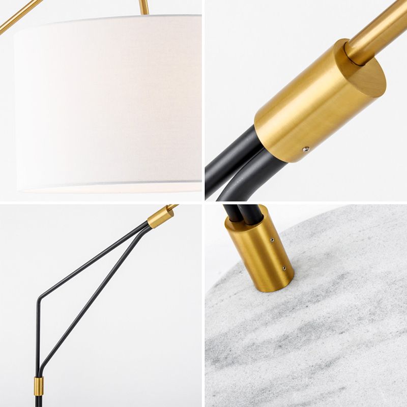 Lampadaire Cylindre Tissu Blanc