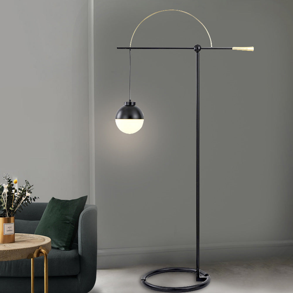 Lampadaire Rond Verre Noir 185cm