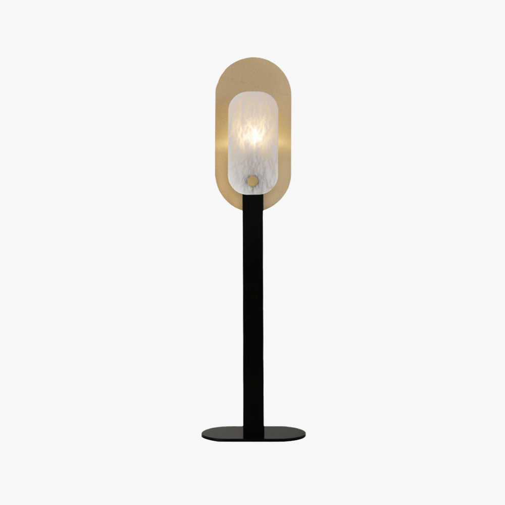 Lampadaire Ovale Marbre Blanc Doré