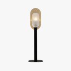 Lampadaire Ovale Marbre Blanc Doré
