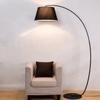 Lampadaire Arche Moderne, Métal/Tissu, Noir