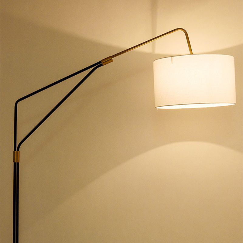 Lampadaire Cylindre Tissu Blanc