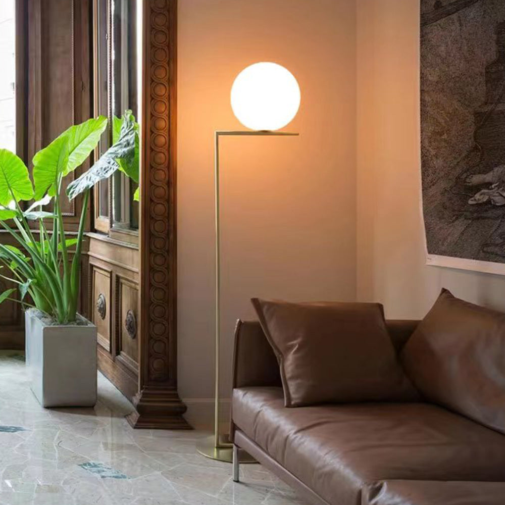 Lampadaire Globe Laiton & Argent