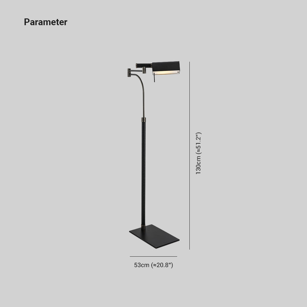 Lampadaire Rectangulaire Cuir Noir