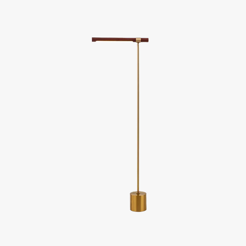 Lampadaire Linéaire Métal & Bois Doré