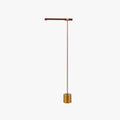 Lampadaire linéaire métal doré bois naturel design contemporain salon