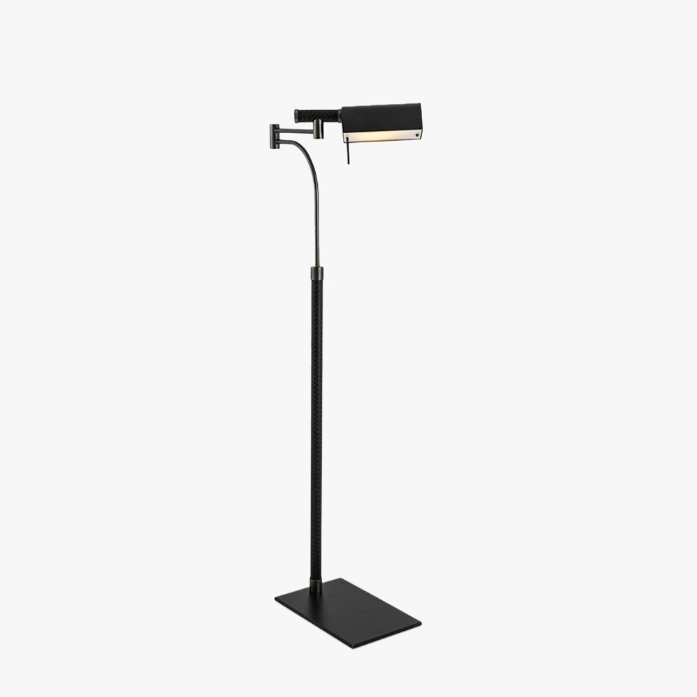 Lampadaire Rectangulaire Cuir Noir