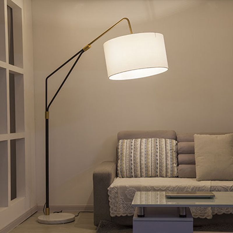 Lampadaire Cylindre Tissu Blanc