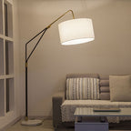 Lampadaire Cylindre Tissu Blanc