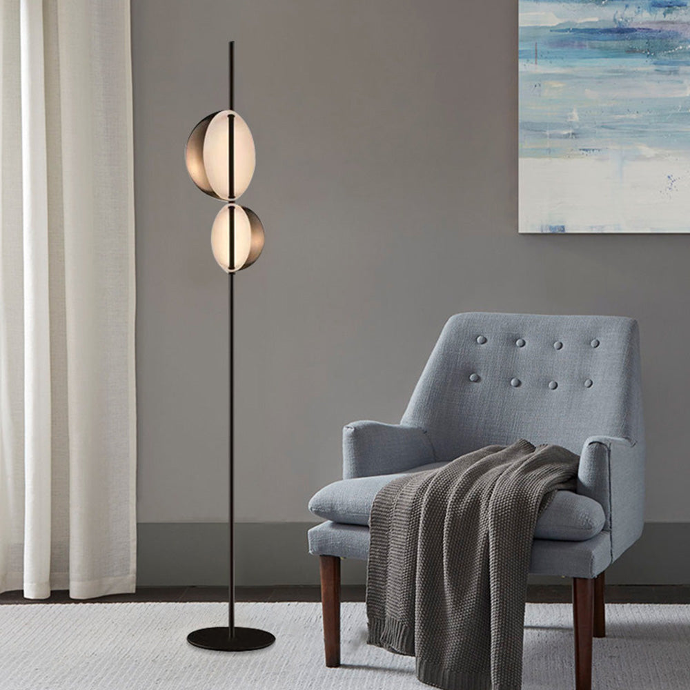 Lampadaire Rond Métal Noir & Or