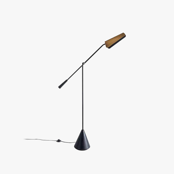 Lampadaire triangulaire marbre brun métal wabi-sabi sculptural salon