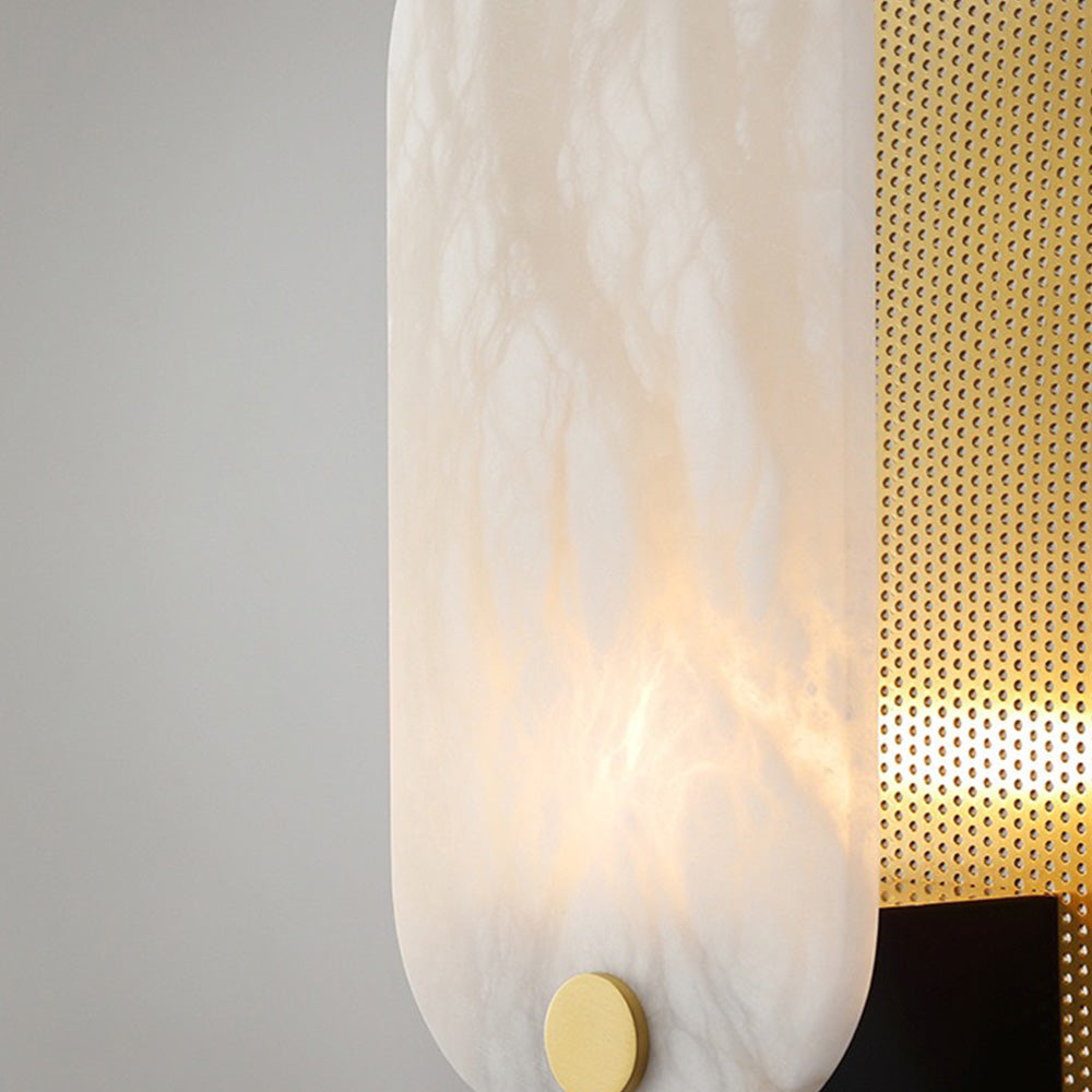 Lampadaire Ovale Marbre Blanc Doré