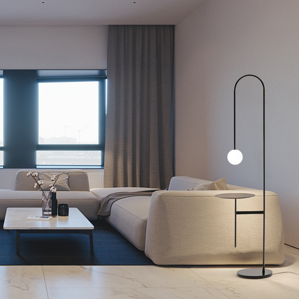 Lampadaire Marbre Verre Noir Tablette