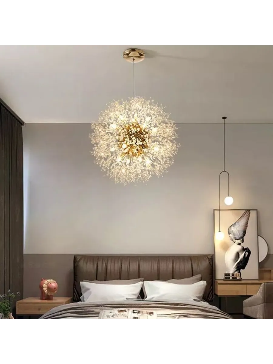 Lustre LED Dandelion – Suspension Sculpturale Moderne Or Argent