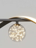 Lustre LED Ondulé Aluminium – Design Minimaliste Contemporain Salon