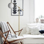 Lampadaire Boule Verre Doré