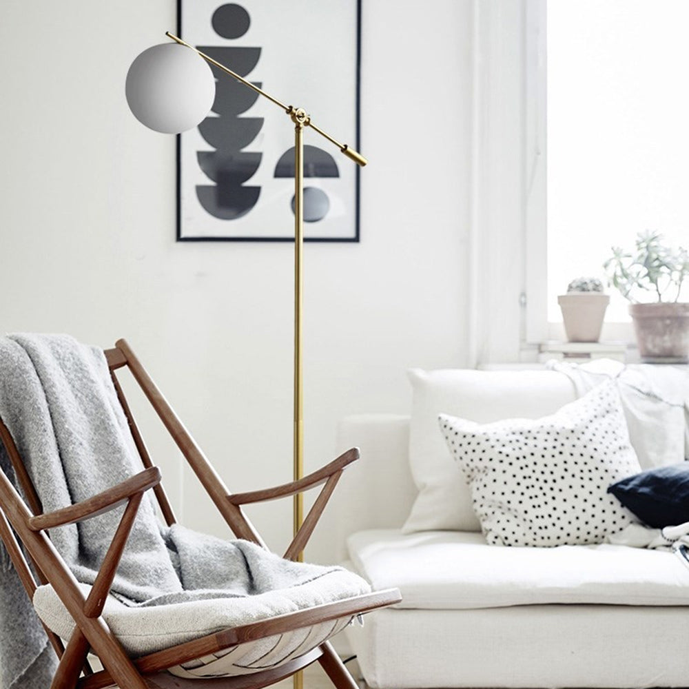 Lampadaire Boule Verre Doré