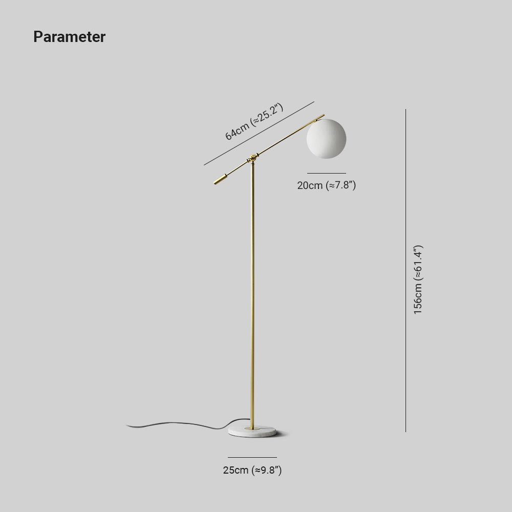 Lampadaire Boule Verre Doré