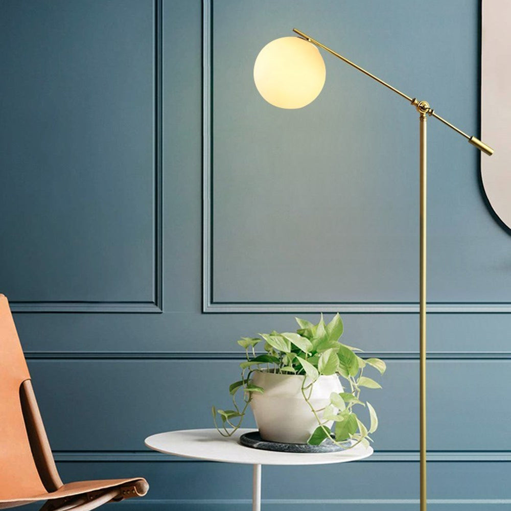Lampadaire Boule Verre Doré