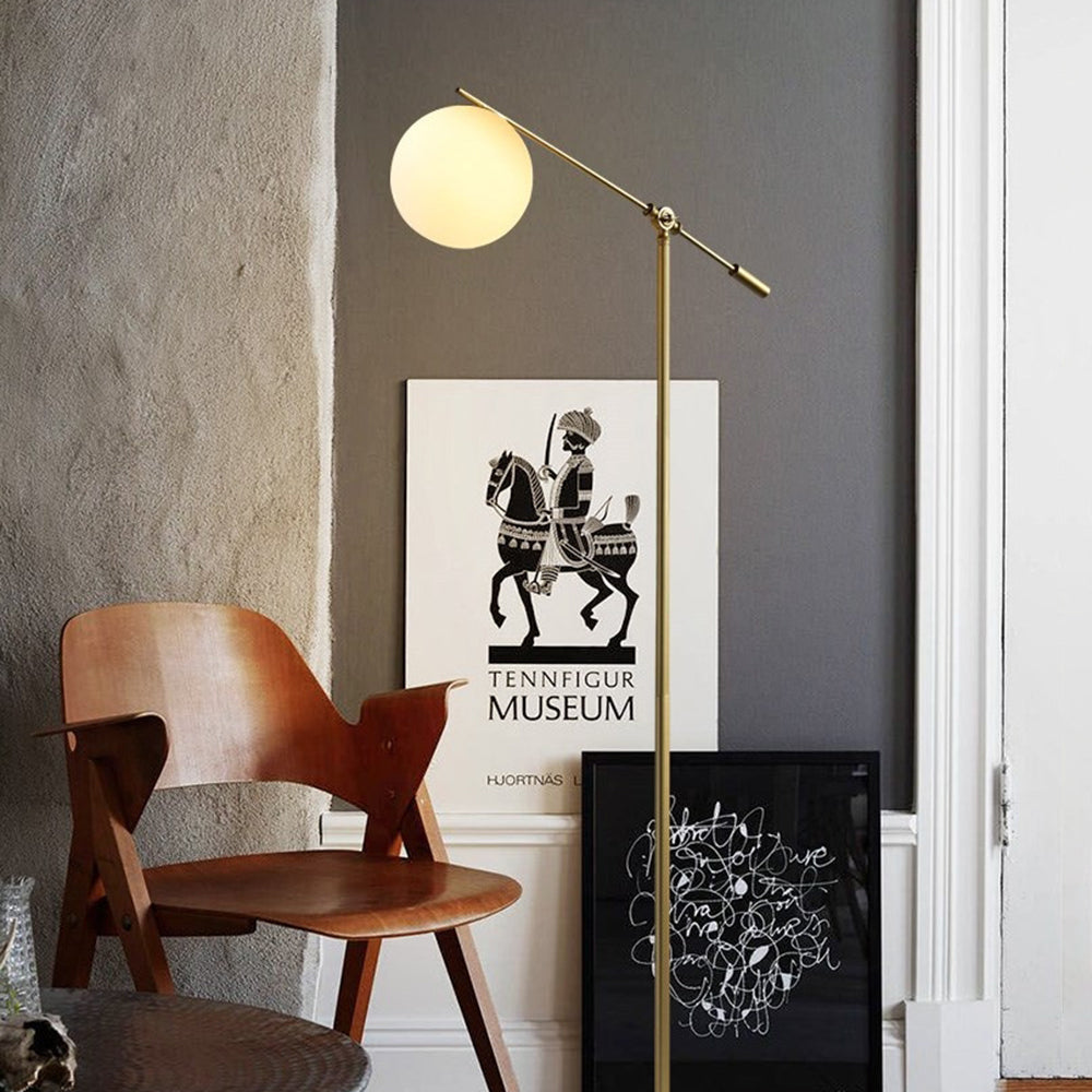 Lampadaire Boule Verre Doré