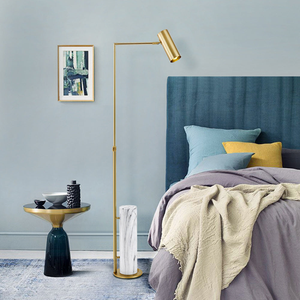 Lampadaire Cylindre Marbre & Or