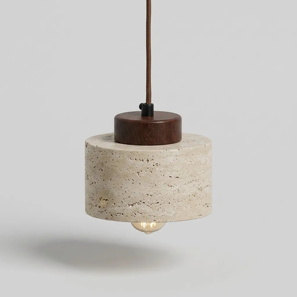 Suspension pierre travertin naturelle design japonais minimaliste salon