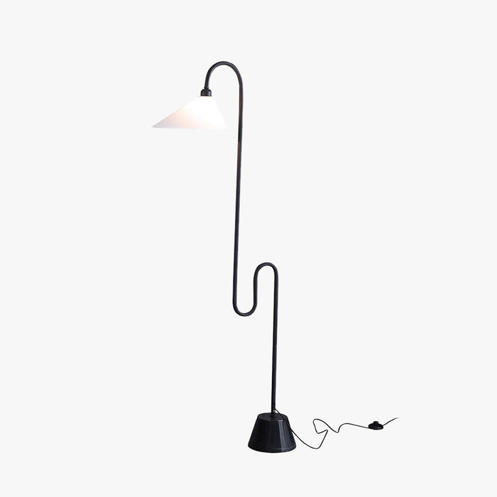 Lampadaire arche tissu métal blanc noir minimaliste chambre salon lecture