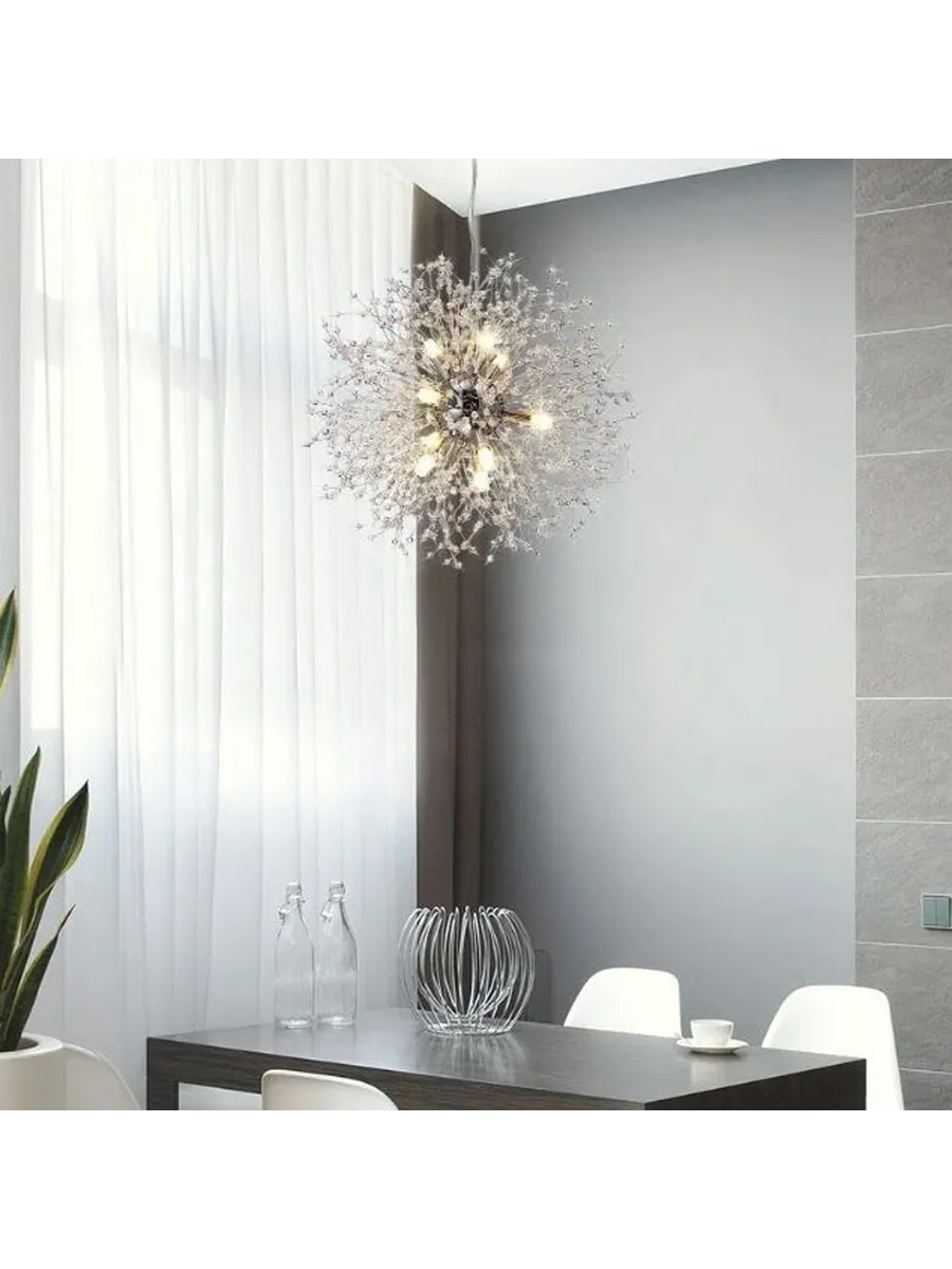 Lustre LED Dandelion – Suspension Sculpturale Moderne Or Argent