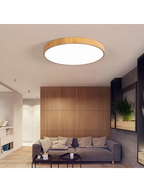 Plafonnier LED Rond Nordique – Design Bois Minimaliste