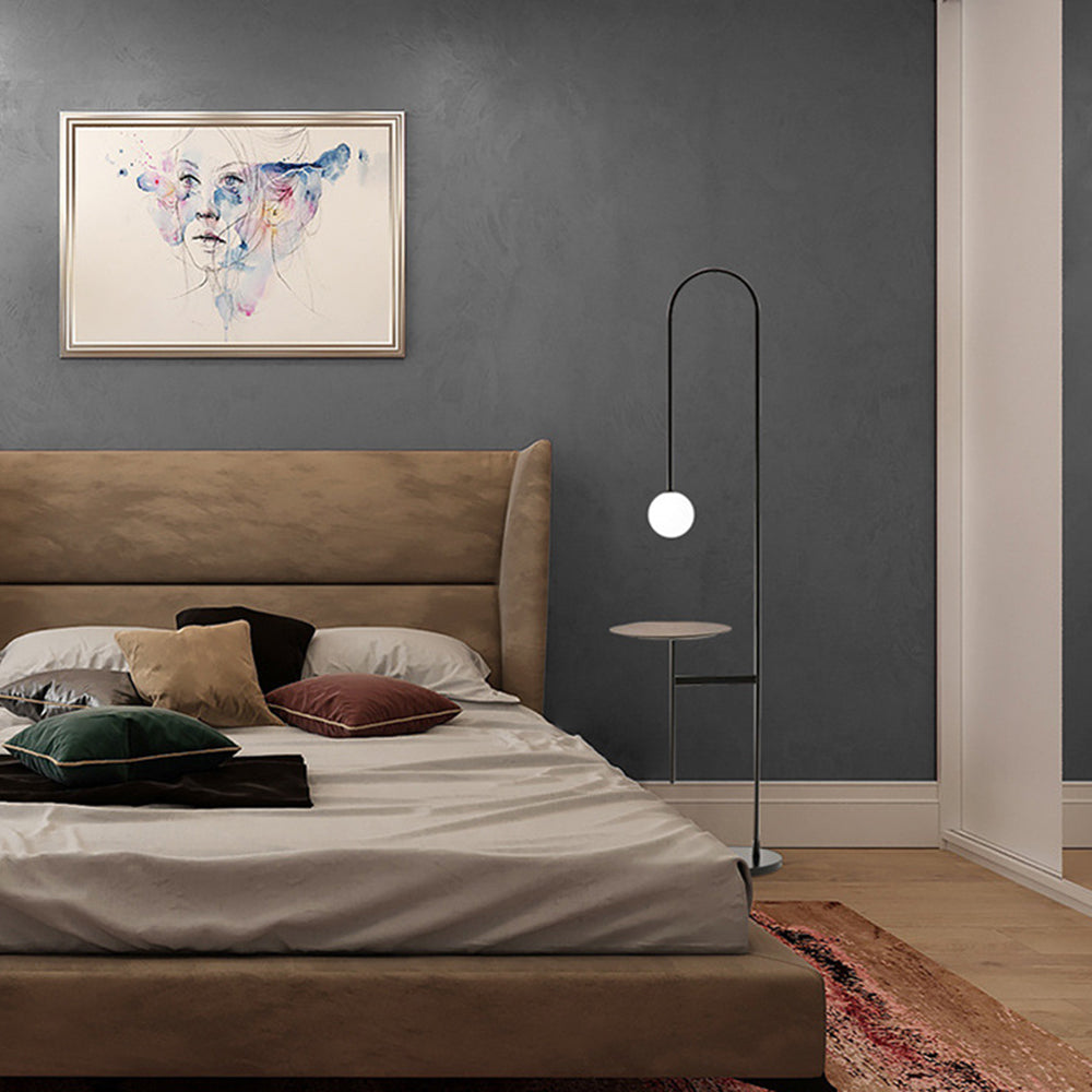 Lampadaire Marbre Verre Noir Tablette