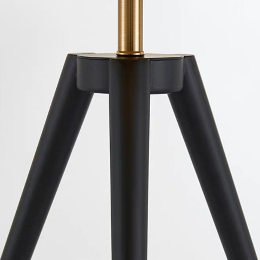 Lampadaire Tripode Noir & Or Vintage