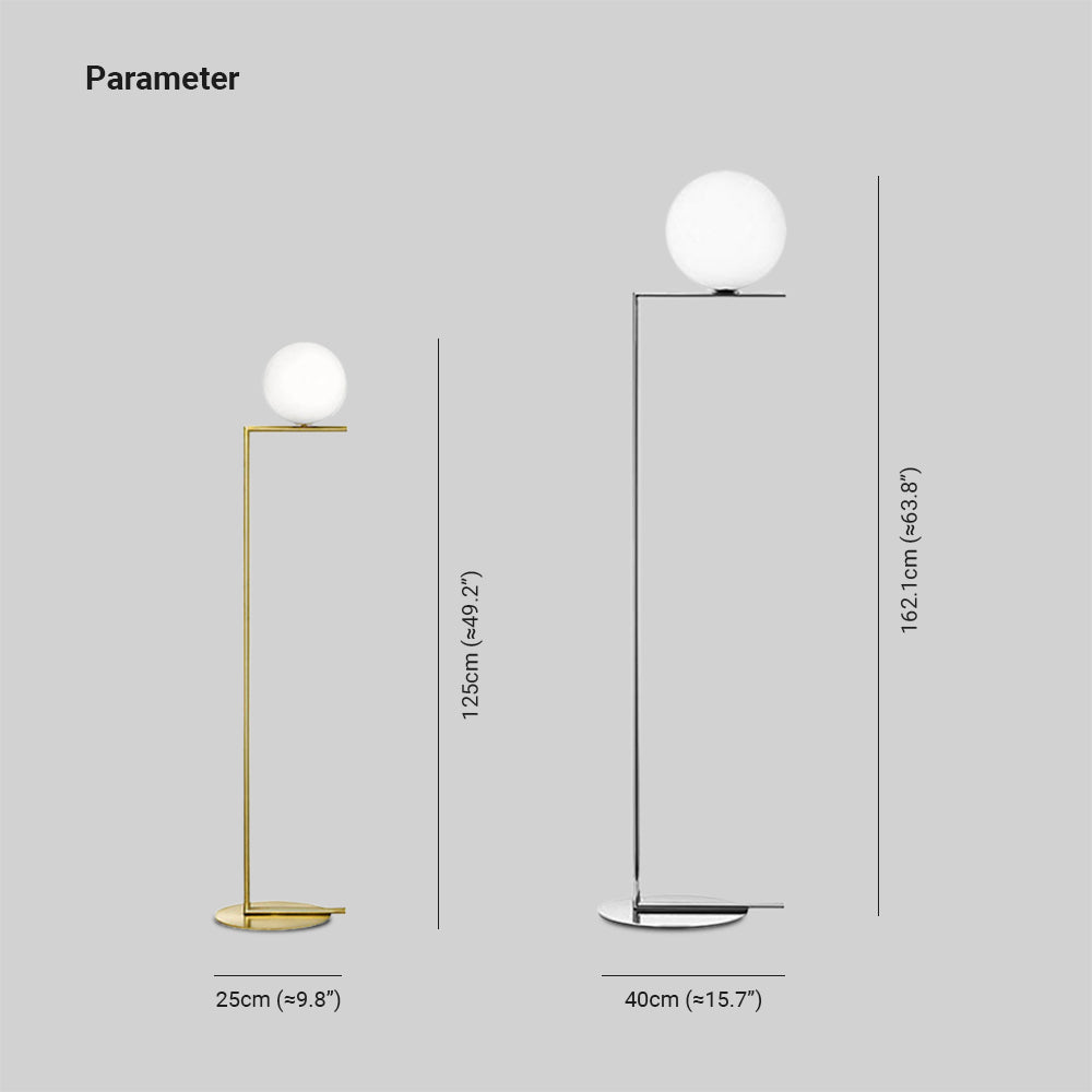 Lampadaire Globe Laiton & Argent