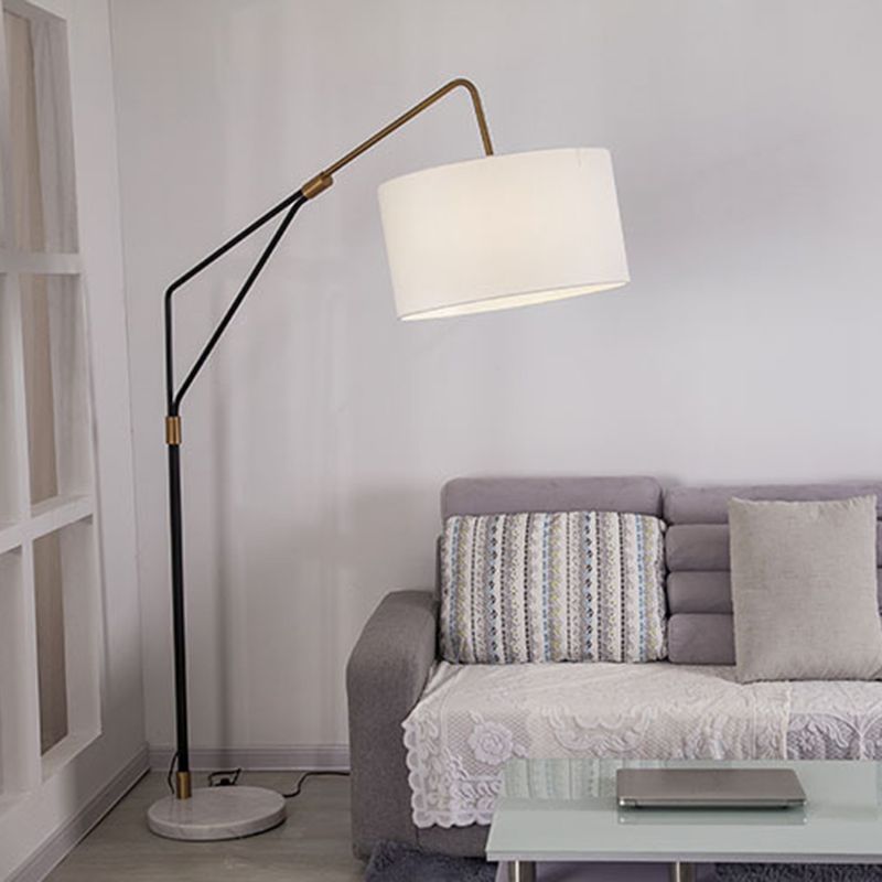 Lampadaire Cylindre Tissu Blanc