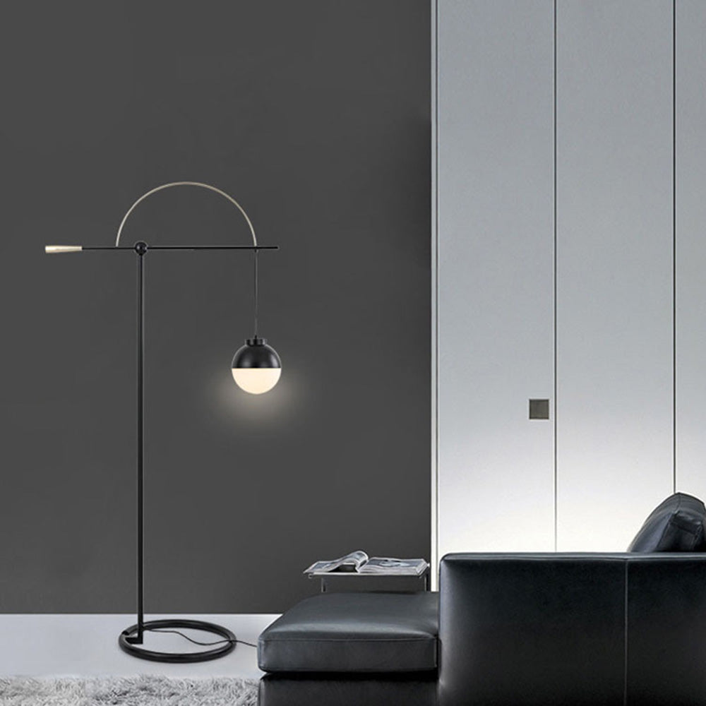 Lampadaire Rond Verre Noir 185cm