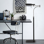 Lampadaire Rectangulaire Cuir Noir