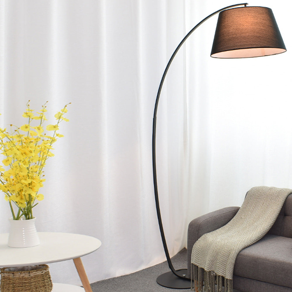 Lampadaire Arche Moderne, Métal/Tissu, Noir