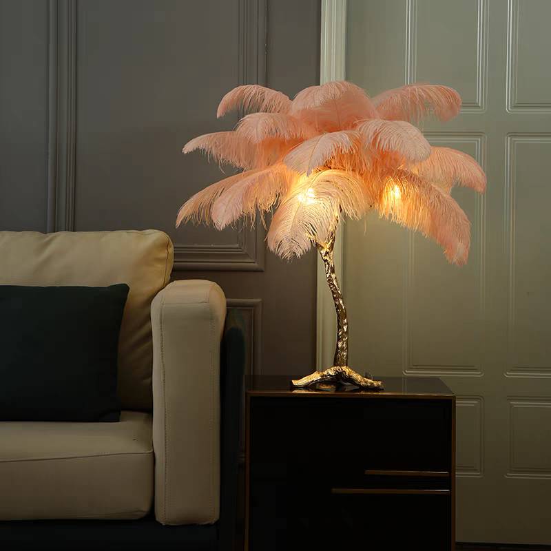 Lampadaire Fleur Plumes Coloré