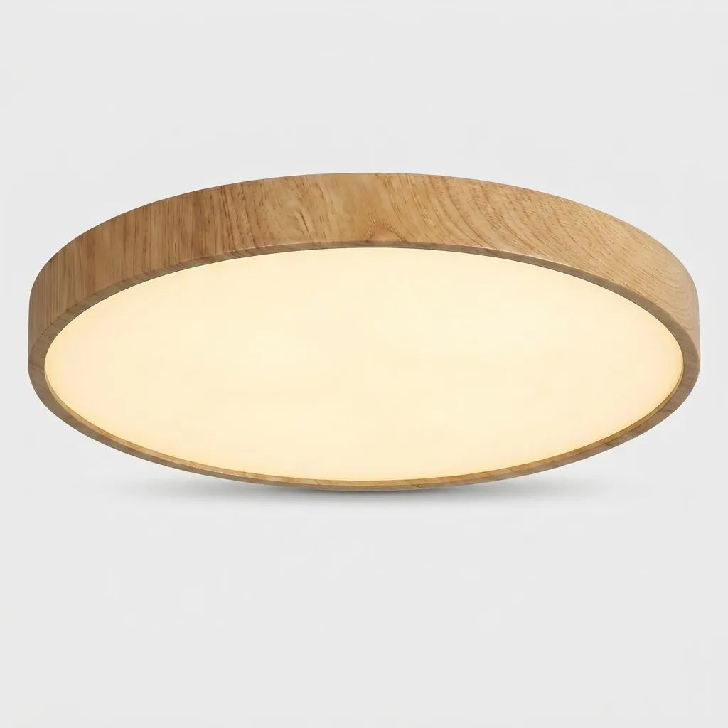 Plafonnier LED Rond Bois Nordique design minimaliste scandinave salon