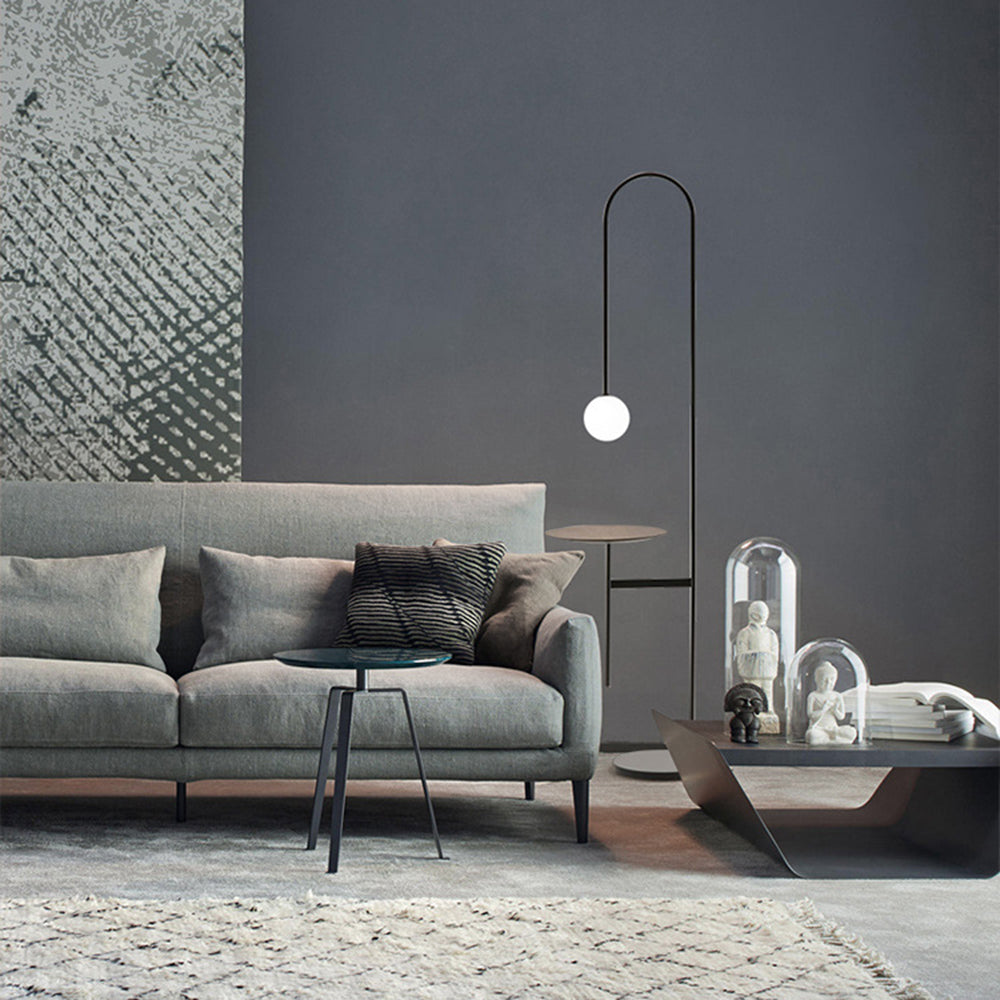 Lampadaire Marbre Verre Noir Tablette
