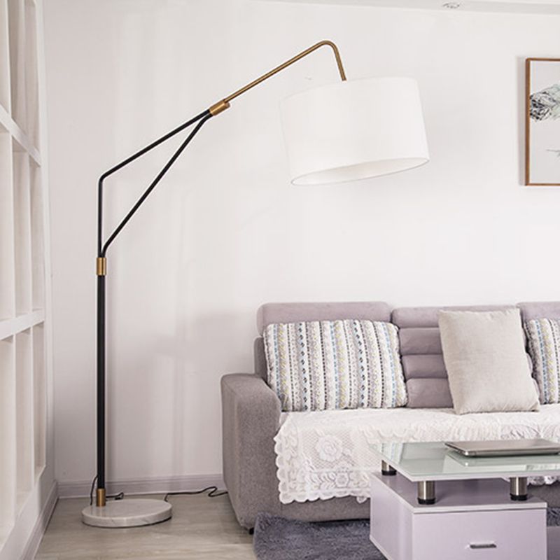 Lampadaire Cylindre Tissu Blanc
