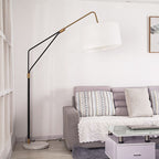 Lampadaire Cylindre Tissu Blanc