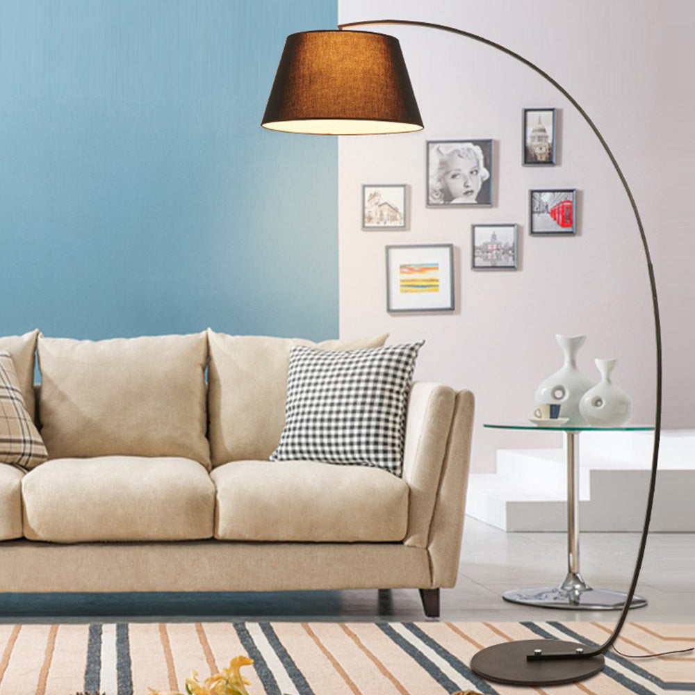Lampadaire Arche Moderne, Métal/Tissu, Noir