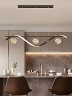 Lustre LED Ondulé Aluminium – Design Minimaliste Contemporain Salon