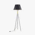 Lampadaire trépied dôme tissu noir métal minimaliste chambre salon