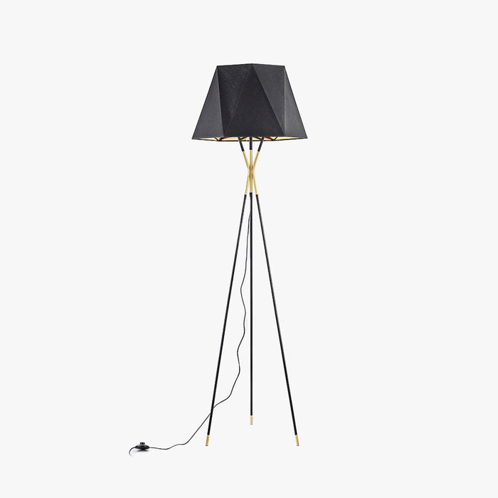 Lampadaire trépied dôme tissu noir métal minimaliste chambre salon