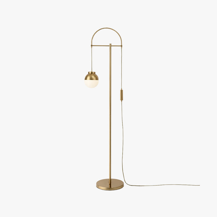 Lampadaire courbe laiton doré verre nordique 170cm salon coin lecture