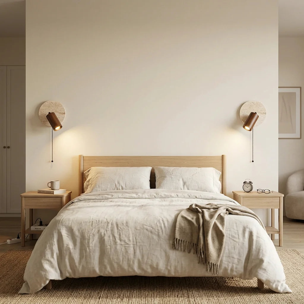Applique Murale Windalo noyer en paire de chaque cote du lit