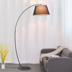 Lampadaire Arche Moderne, Métal/Tissu, Noir
