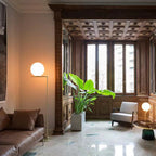 Lampadaire Globe Laiton & Argent